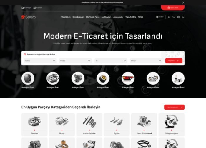 ideasoft Sellaro teması önizlemesi — Oto yedek parça, teknik ürün